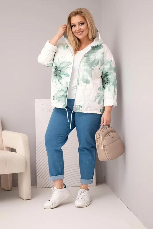 Kurtka  Plus Size z florystycznym wzorem ( 46/50) 