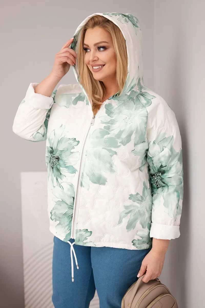 Kurtka  Plus Size z florystycznym wzorem ( 46/50) 