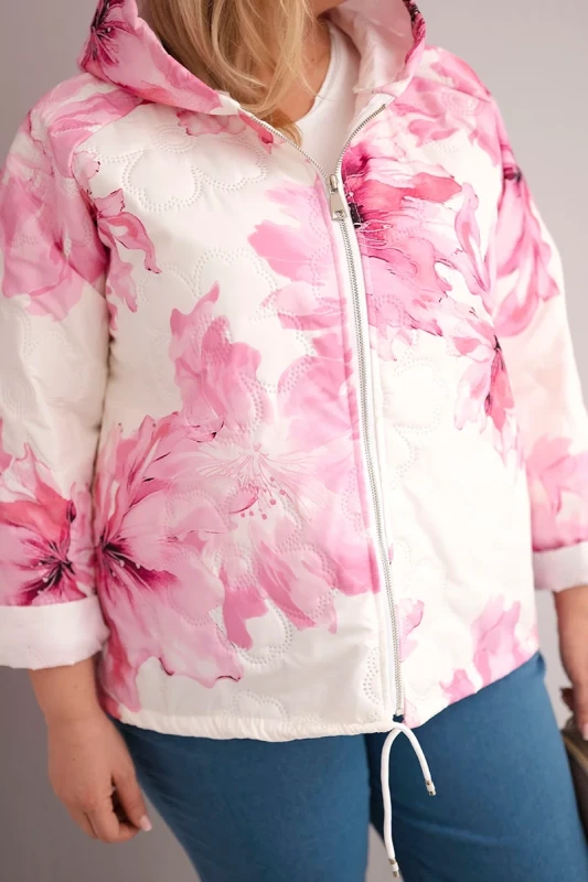Kurtka  Plus Size z florystycznym wzorem ( 46/50)  