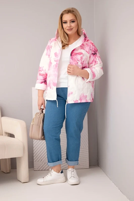 Kurtka  Plus Size z florystycznym wzorem ( 46/50)  