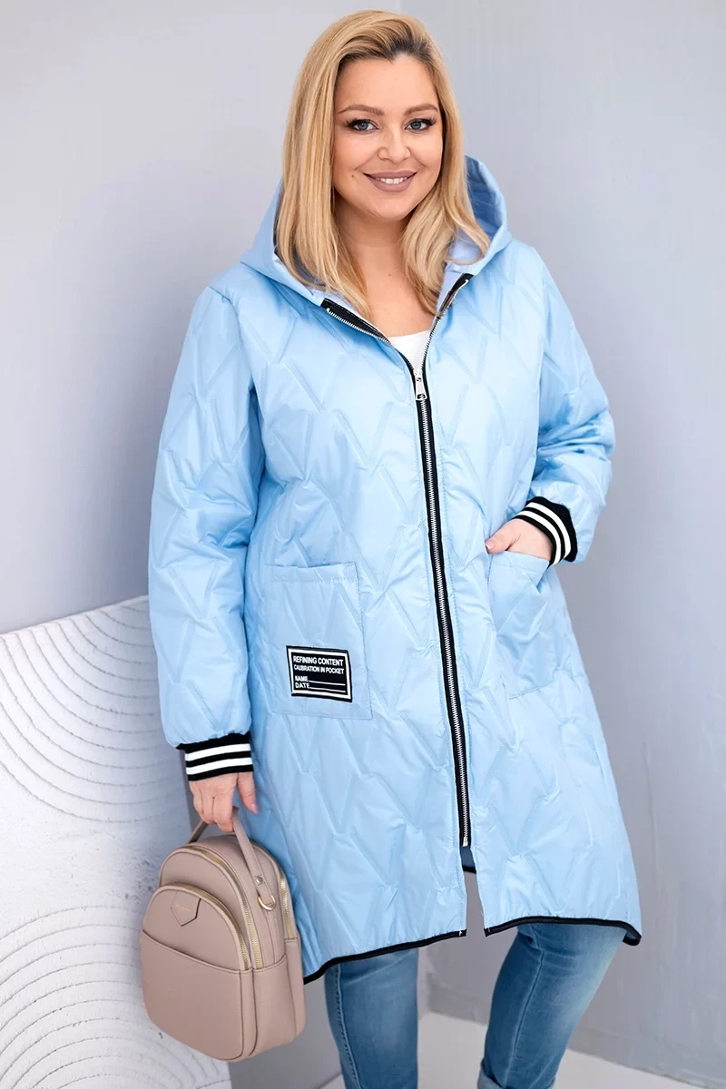 Kurtka damska Plus Size pikowana z kapturem i sportowymi mankietami  ( r. 46-52)  