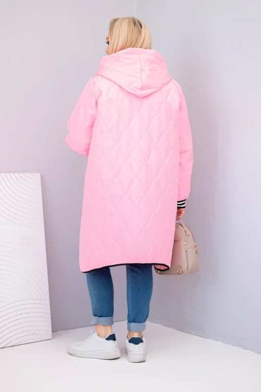 Kurtka damska Plus Size pikowana z kapturem i sportowymi mankietami  ( r. 46-52)   
