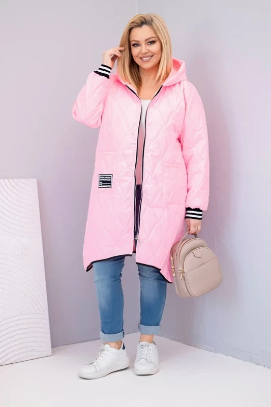 Kurtka damska Plus Size pikowana z kapturem i sportowymi mankietami  ( r. 46-52)   