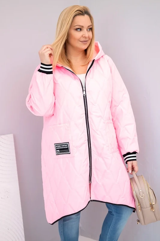 Kurtka damska Plus Size pikowana z kapturem i sportowymi mankietami  ( r. 46-52)   