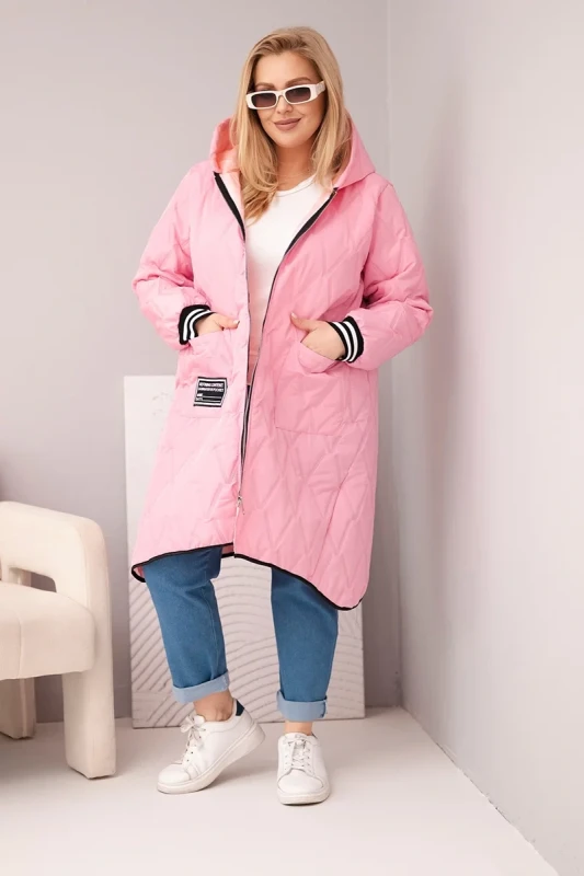Kurtka damska Plus Size pikowana z kapturem i sportowymi mankietami  ( r. 46-52) 