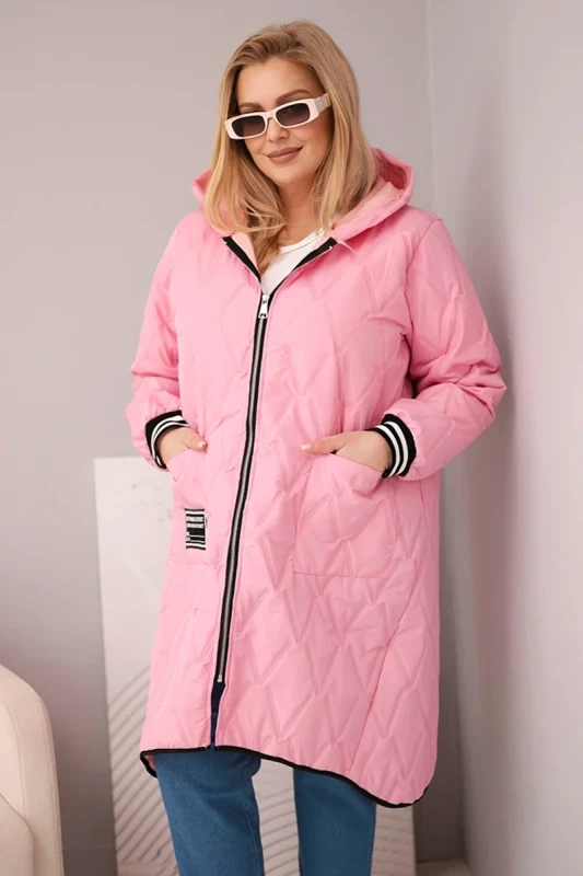 Kurtka damska Plus Size pikowana z kapturem i sportowymi mankietami  ( r. 46-52) 