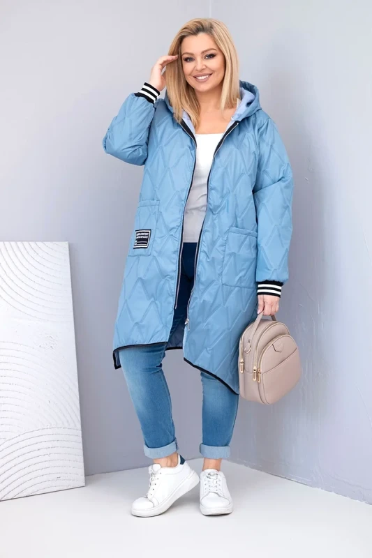Kurtka damska Plus Size pikowana z kapturem i sportowymi mankietami  ( r. 46-52) 