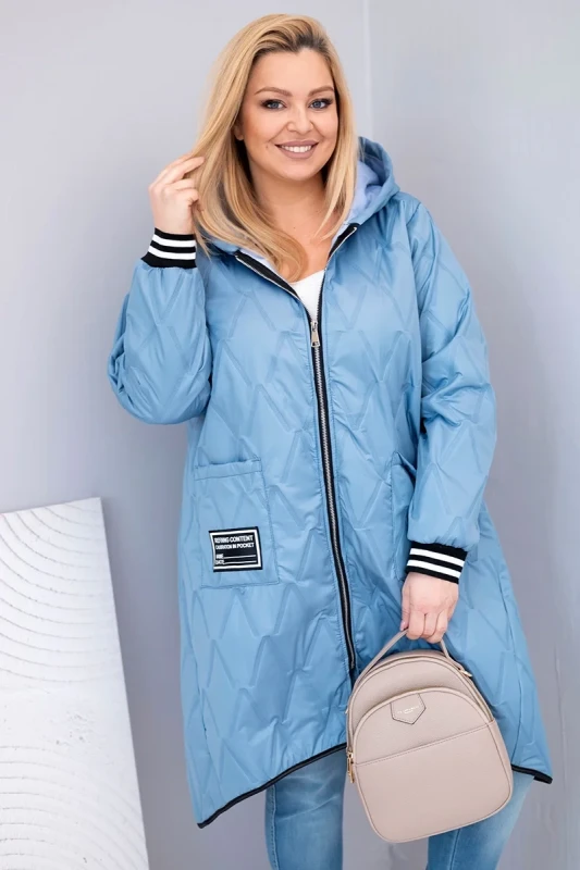 Kurtka damska Plus Size pikowana z kapturem i sportowymi mankietami  ( r. 46-52) 