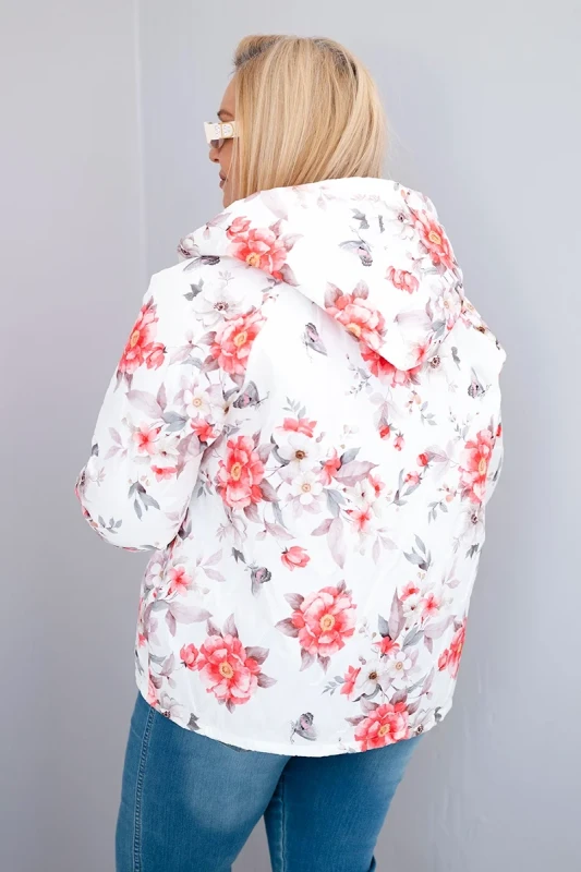 Kurtka damska  Plus Size z kapturem i kwiatowym wzorem ( r. 46-50)