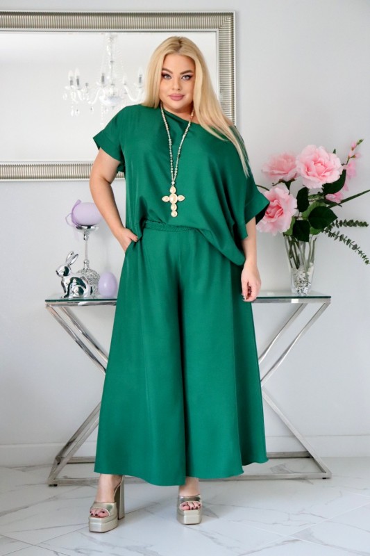 Komplet damski plus size – bluzka i spodnie z naturalnej tkaniny ( r. 46-52)   