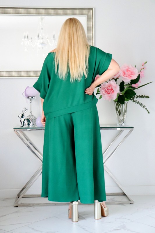 Komplet damski plus size – bluzka i spodnie z naturalnej tkaniny ( r. 46-52)   