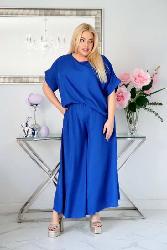 Komplet damski plus size – bluzka i spodnie z naturalnej tkaniny ( r. 46-52)    