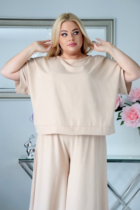 Komplet damski plus size – bluzka i spodnie z naturalnej tkaniny ( r. 46-52)     
