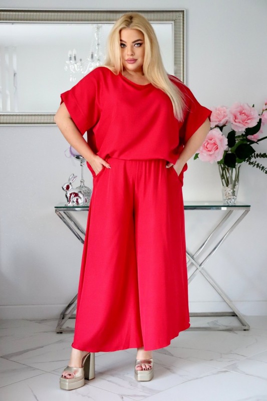 Komplet damski plus size – bluzka i spodnie z naturalnej tkaniny ( r. 46-52)       