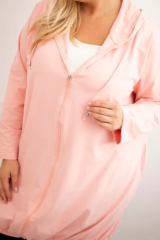 Bluza damska Plus Size bawełniana z kapturem i zamkiem ( r. 48-56)   