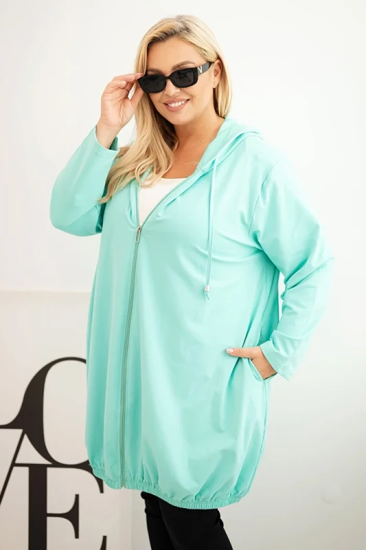 Bluza damska Plus Size bawełniana z kapturem i zamkiem ( r. 48-56)     