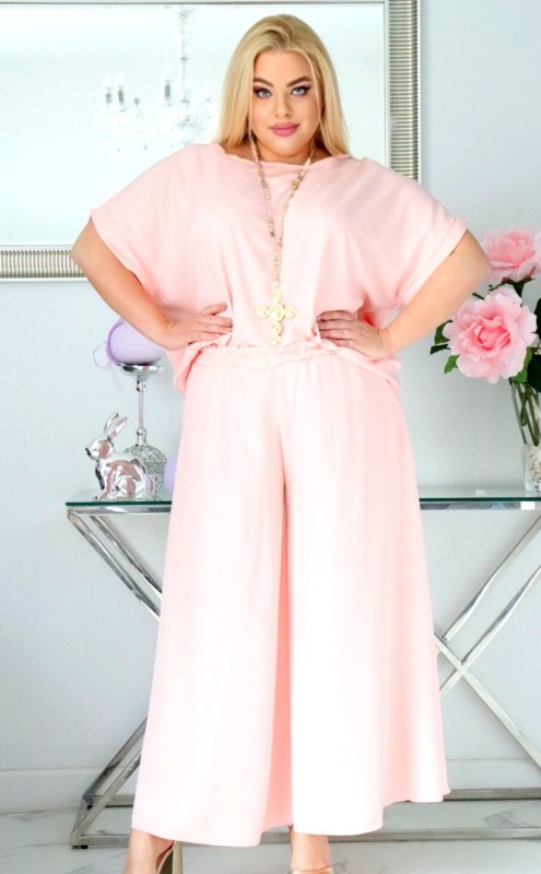 Komplet damski plus size – bluzka i spodnie z naturalnej tkaniny ( r. 46-52)      