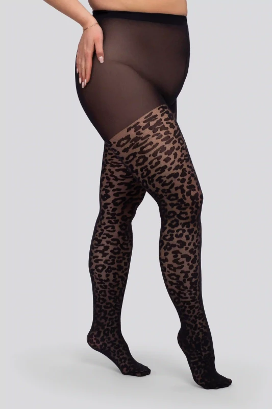 Rajstopy damskie Plus Size w panterkę 30 DEN