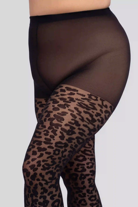 Rajstopy damskie Plus Size w panterkę 30 DEN