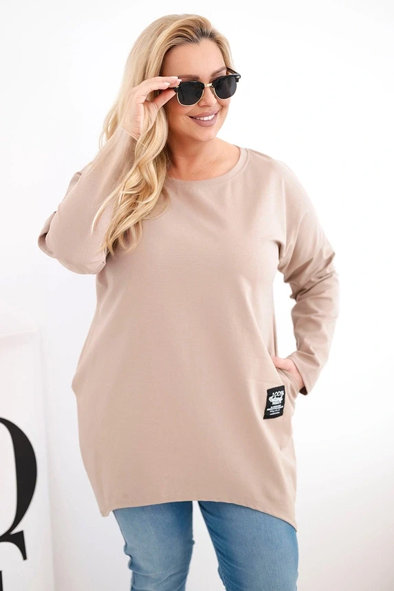 Bluzka plus Size z dłuższym tyłem i długim rękawem ( r. 44-48)  