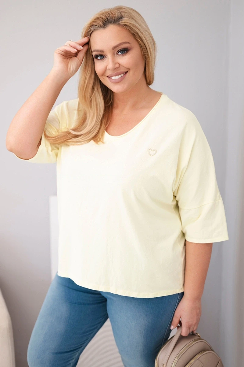 Bluzka damska bawełniana Plus Size z dekoltem V ( r. 48-54)  