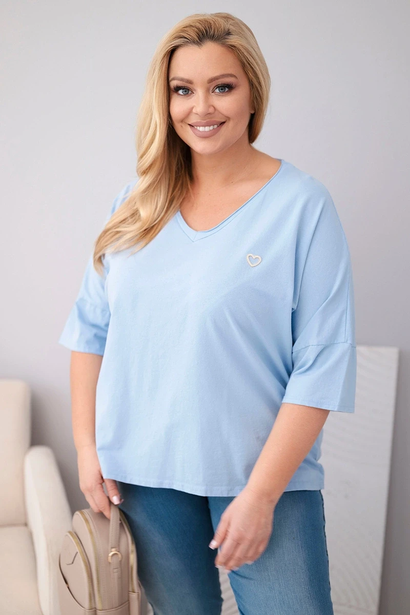 Bluzka damska bawełniana Plus Size z dekoltem V ( r. 48-54)   