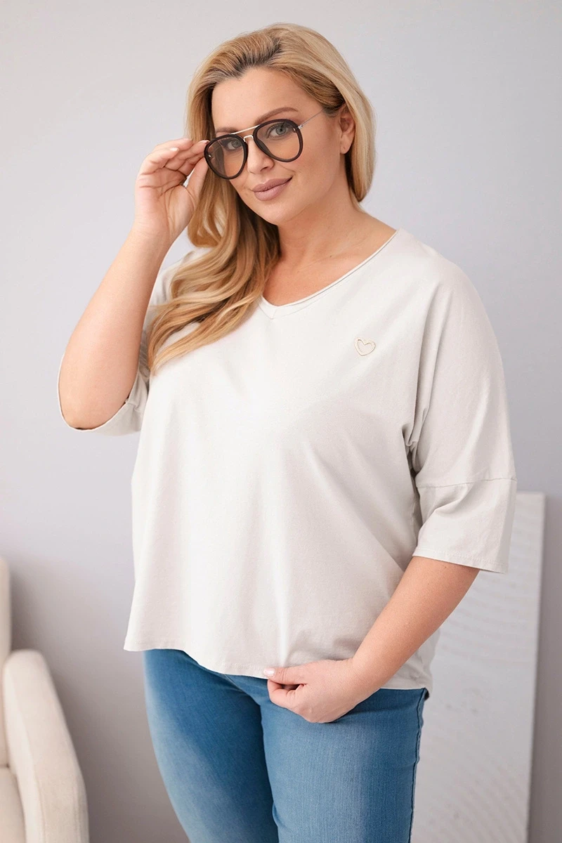 Bluzka damska bawełniana Plus Size z dekoltem V ( r. 48-54)    