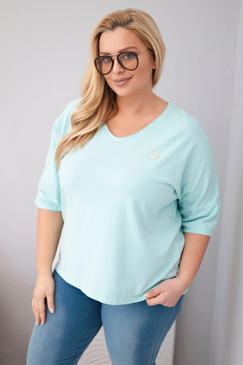 Bluzka damska bawełniana Plus Size z dekoltem V ( r. 48-54)  
