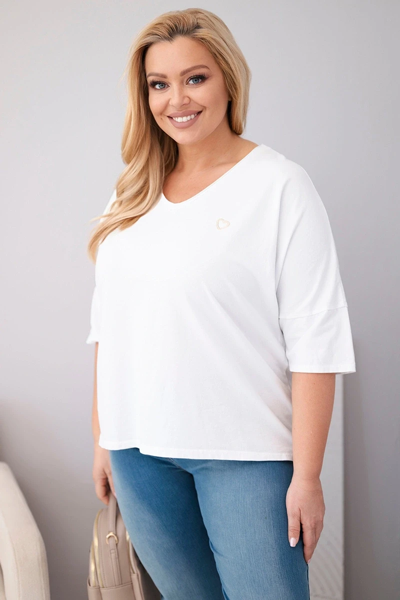 Bluzka damska bawełniana Plus Size z dekoltem V ( r. 48-54)