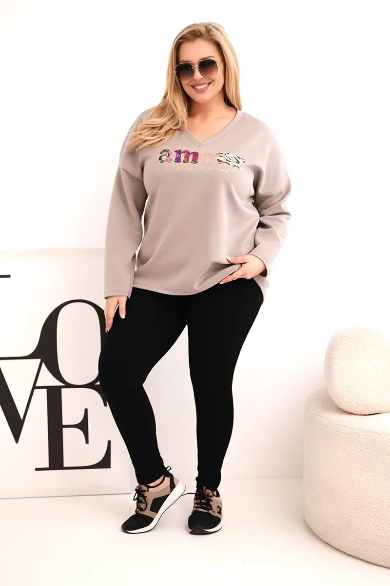 Bluza damska Plus Size z dekoltem V ELIZA ( r. 48-54)  