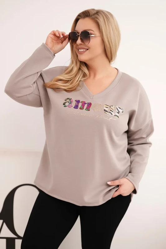 Bluza damska Plus Size z dekoltem V ELIZA ( r. 48-54)  
