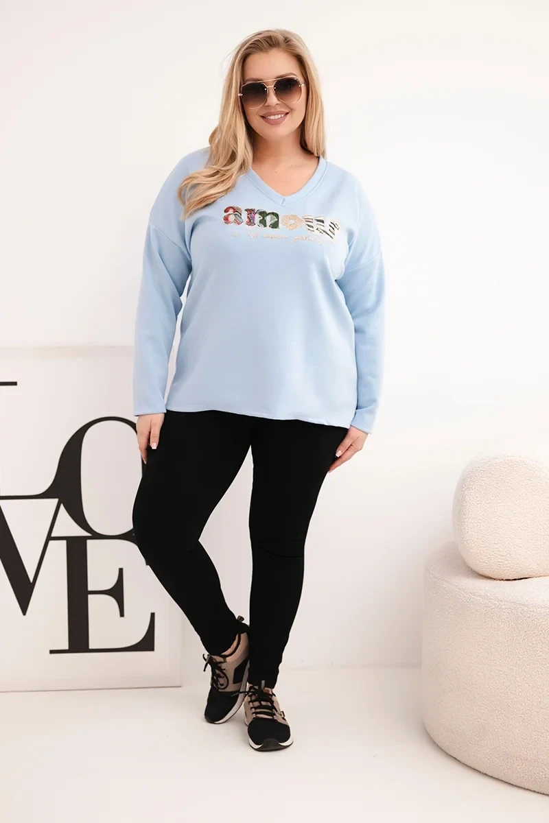 Bluza damska Plus Size z dekoltem V ELIZA ( r. 48-54)  