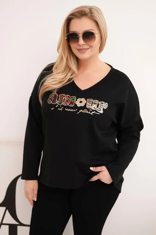 Bluza damska Plus Size z dekoltem V ELIZA ( r. 48-54)     