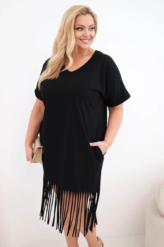  Sukienka damska Plus Size z frędzlami LORENA (r.46-50) 