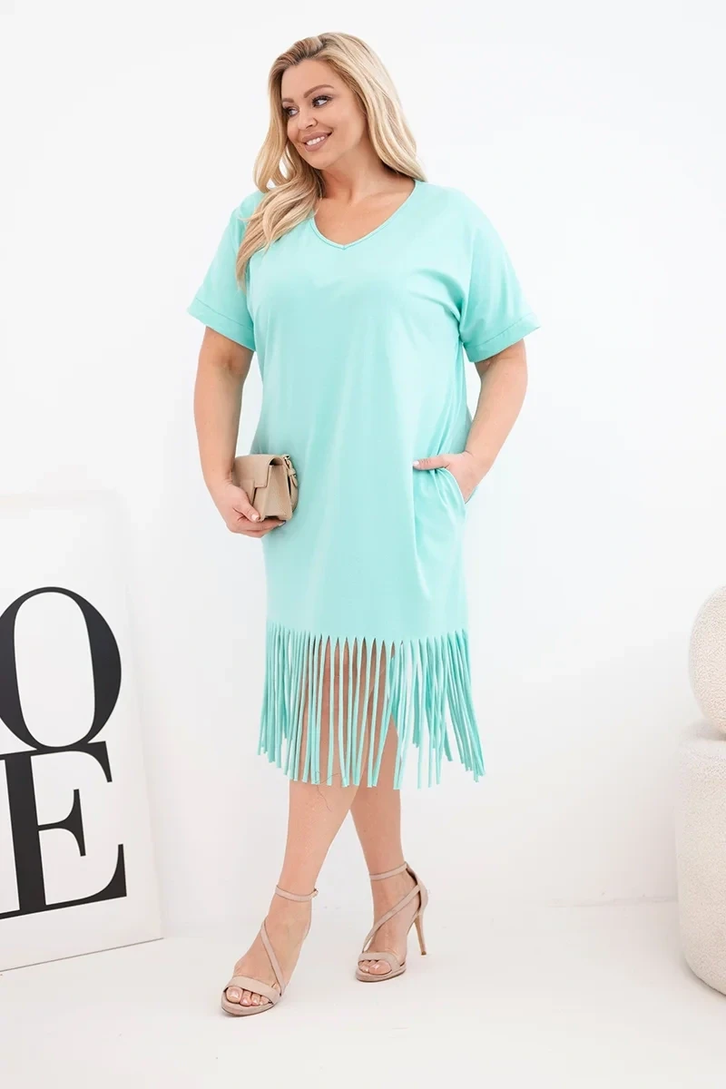  Sukienka damska Plus Size z frędzlami LORENA (r.46-50)    