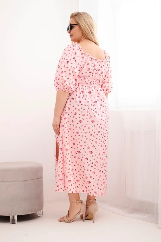 Sukienka damska Plus Size maxi z elastyczną talią i dekoltem na troczki LILIANA (r.46-48)
