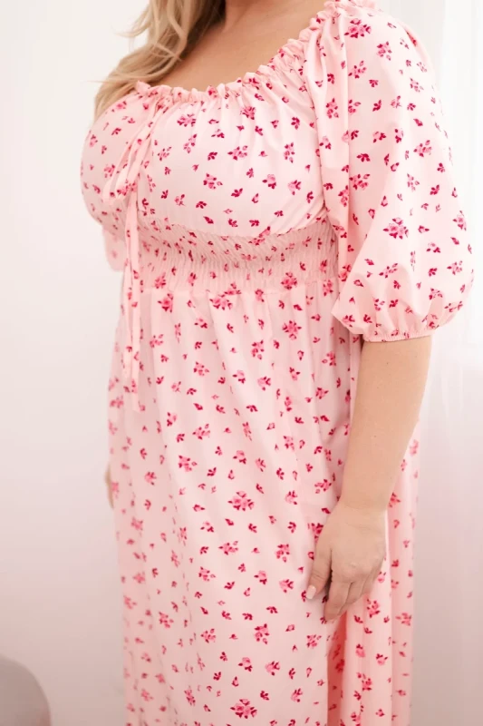 Sukienka damska Plus Size maxi z elastyczną talią i dekoltem na troczki LILIANA (r.46-48)