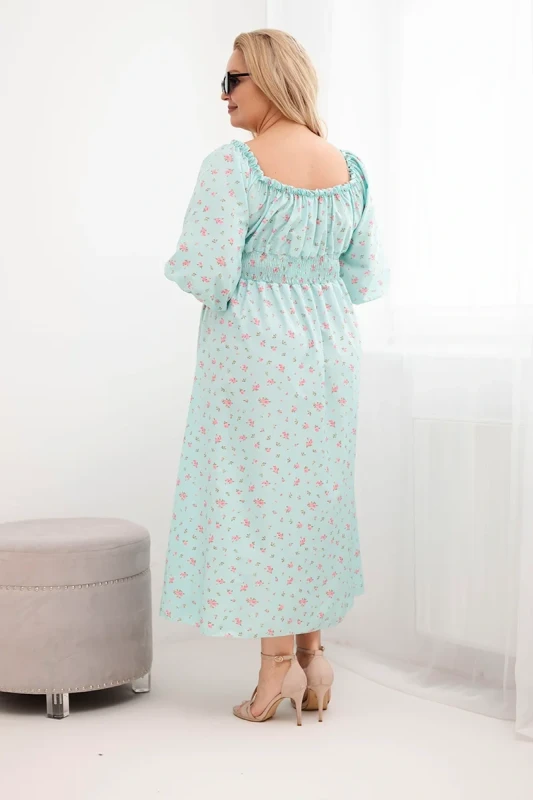 Sukienka damska Plus Size maxi z elastyczną talią i dekoltem na troczki LILIANA (r.46-48) 