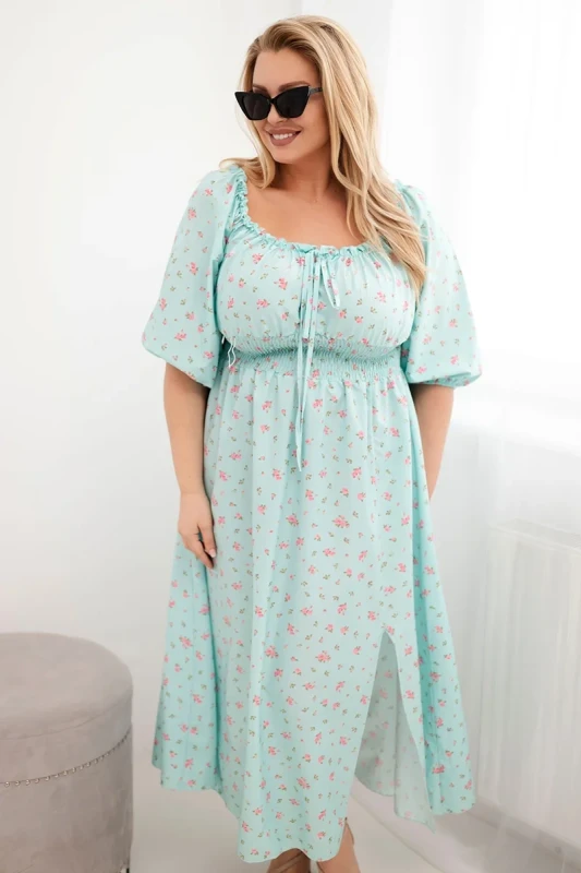 Sukienka damska Plus Size maxi z elastyczną talią i dekoltem na troczki LILIANA (r.46-48) 