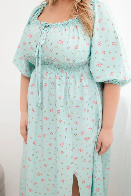 Sukienka damska Plus Size maxi z elastyczną talią i dekoltem na troczki LILIANA (r.46-48) 