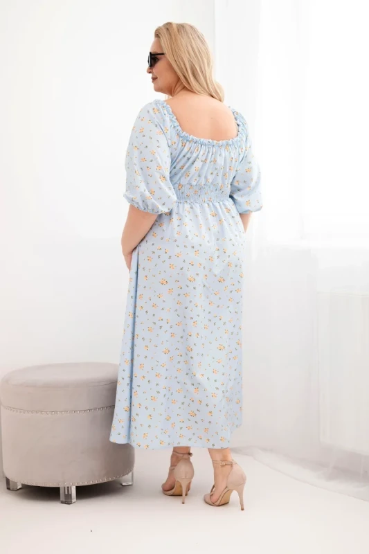 Sukienka damska Plus Size maxi z elastyczną talią i dekoltem na troczki LILIANA (r.46-48)  