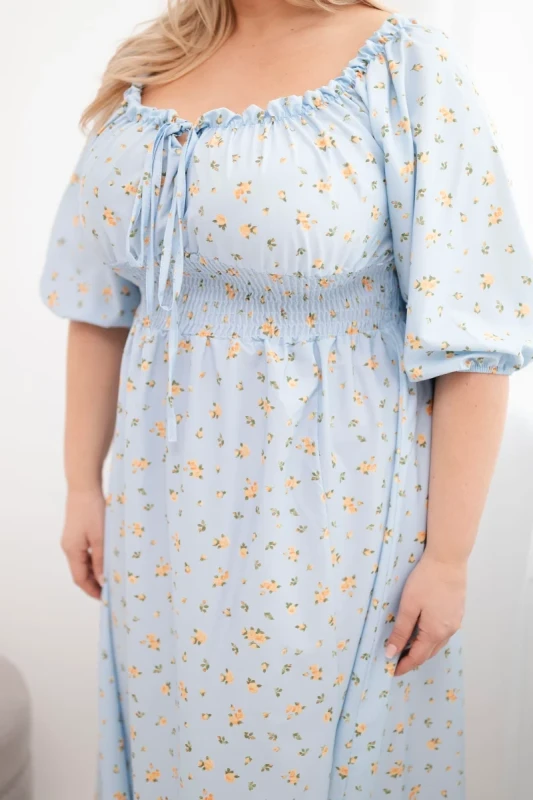 Sukienka damska Plus Size maxi z elastyczną talią i dekoltem na troczki LILIANA (r.46-48)  