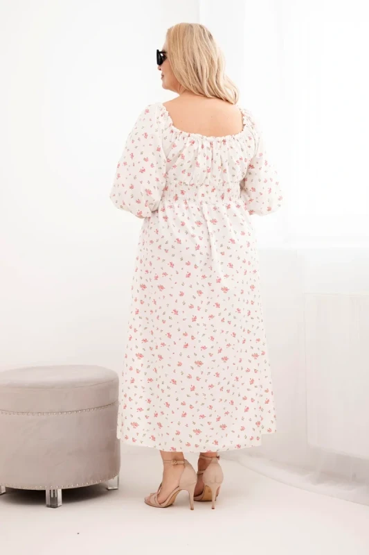Sukienka damska Plus Size maxi z elastyczną talią i dekoltem na troczki LILIANA (r.46-48)   