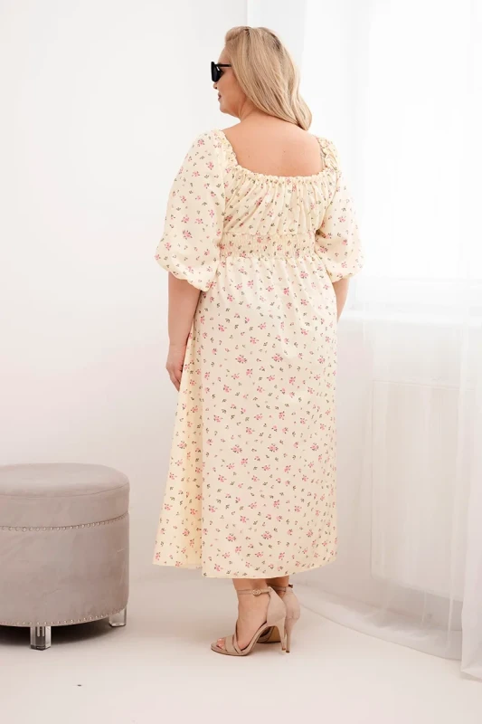 Sukienka damska Plus Size maxi z elastyczną talią i dekoltem na troczki LILIANA (r.46-48)    
