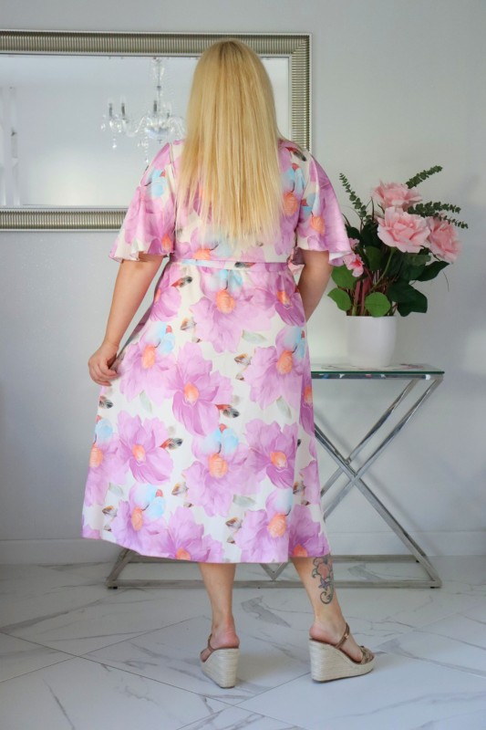 Sukienka plus size  MIDI naturalny Skład S1023 ( r. 48-54)