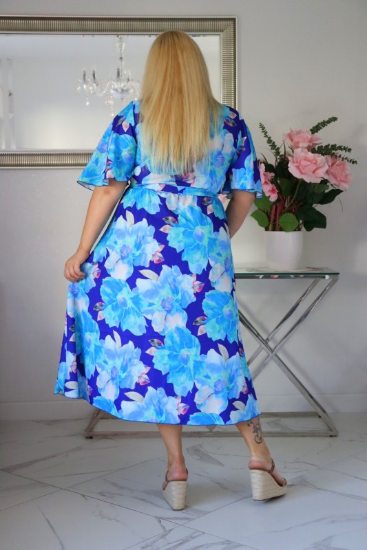 Sukienka plus size  MIDI naturalny Skład S1023 ( r. 48-54) 