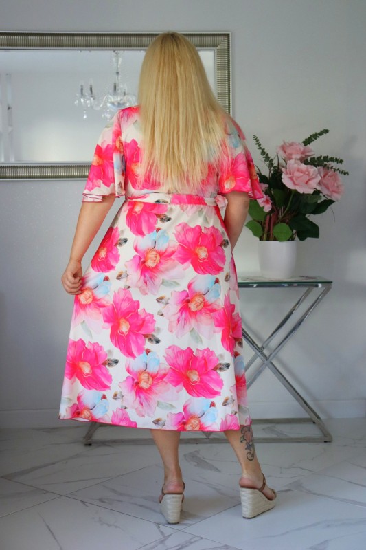 Sukienka plus size  MIDI naturalny Skład S1023 ( r. 48-54)  