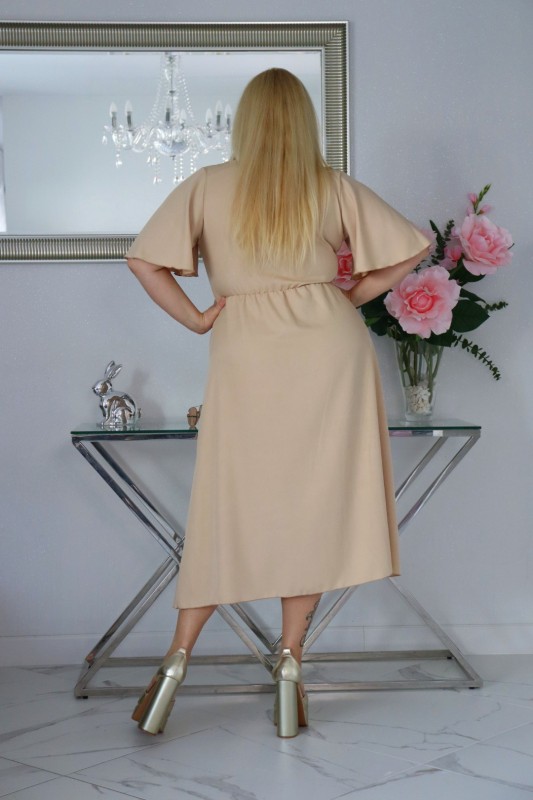 Sukienka plus size  MIDI naturalny Skład S1023 ( r. 48-54) 