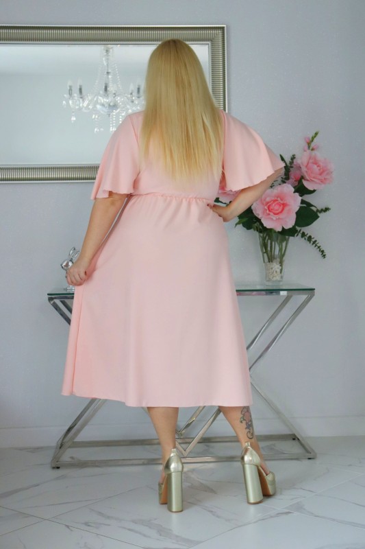 Sukienka plus size  MIDI naturalny Skład S1023 ( r. 48-54)  