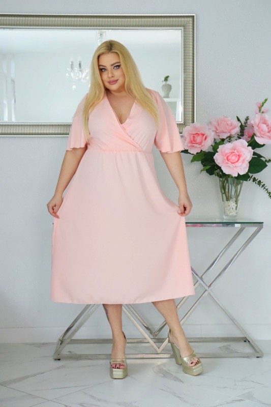 Sukienka plus size  MIDI naturalny Skład S1023 ( r. 48-54)  